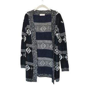 Elodie Sz S Open Front Knit Longline Cardigan Sweater Aztec Y2k Momcore Basic